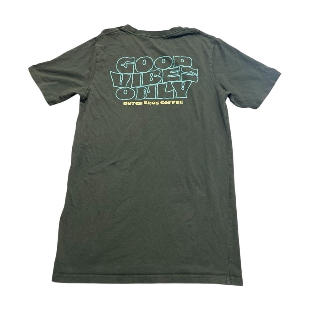 Dutch Bros coffee tshirt Good Vibes only size medium green